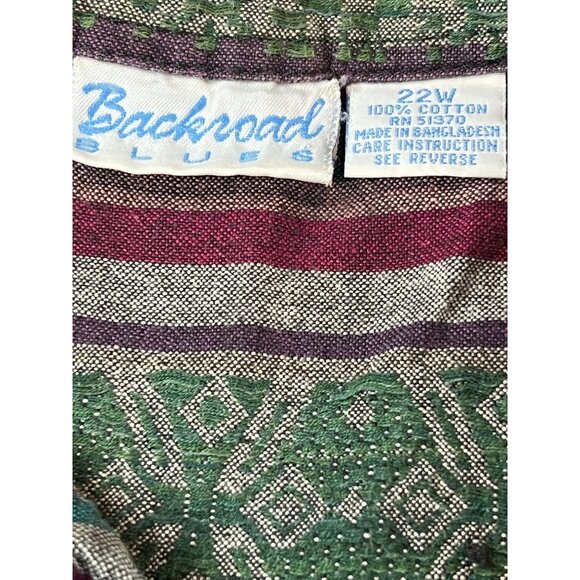 Vintage 90's Backroad Blues Button-Up Shirt 22W Embroidered Grandma Boho western - Picture 3 of 6